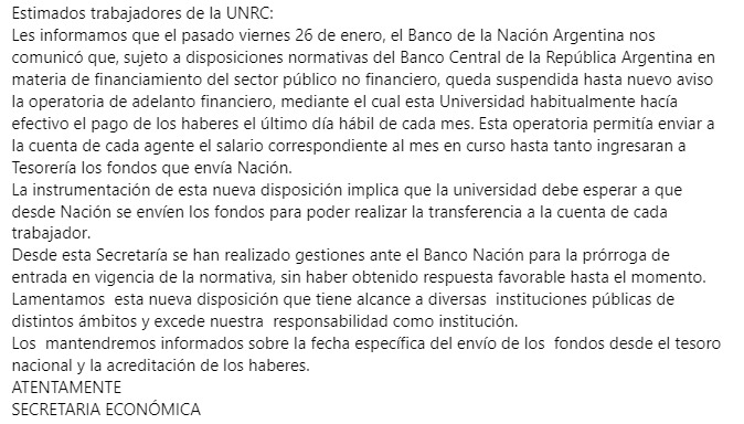 norabar's tweet photo. ¡Buen lunes! Hoy ☀️🌤️☀️30° de máx. 
😳👇👇👇
El viernes se comunicó que quedan suspendidos hasta nuevo aviso los adelantos financieros que permitían a las universidades pagar sueldos el último día del mes hasta que ingresaran los fondos enviados por la Nación👇 https://t.co/NSK1Td83lG