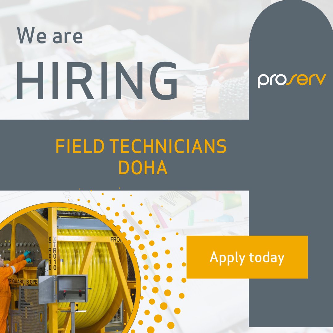 Field Technicians DOHA 
We are seeking individuals who are ready to take their career to the next level or already possess the necessary skills. Please  apply here applynow.net.au/jobs/PROSERVME… #dohavacancies #proserv