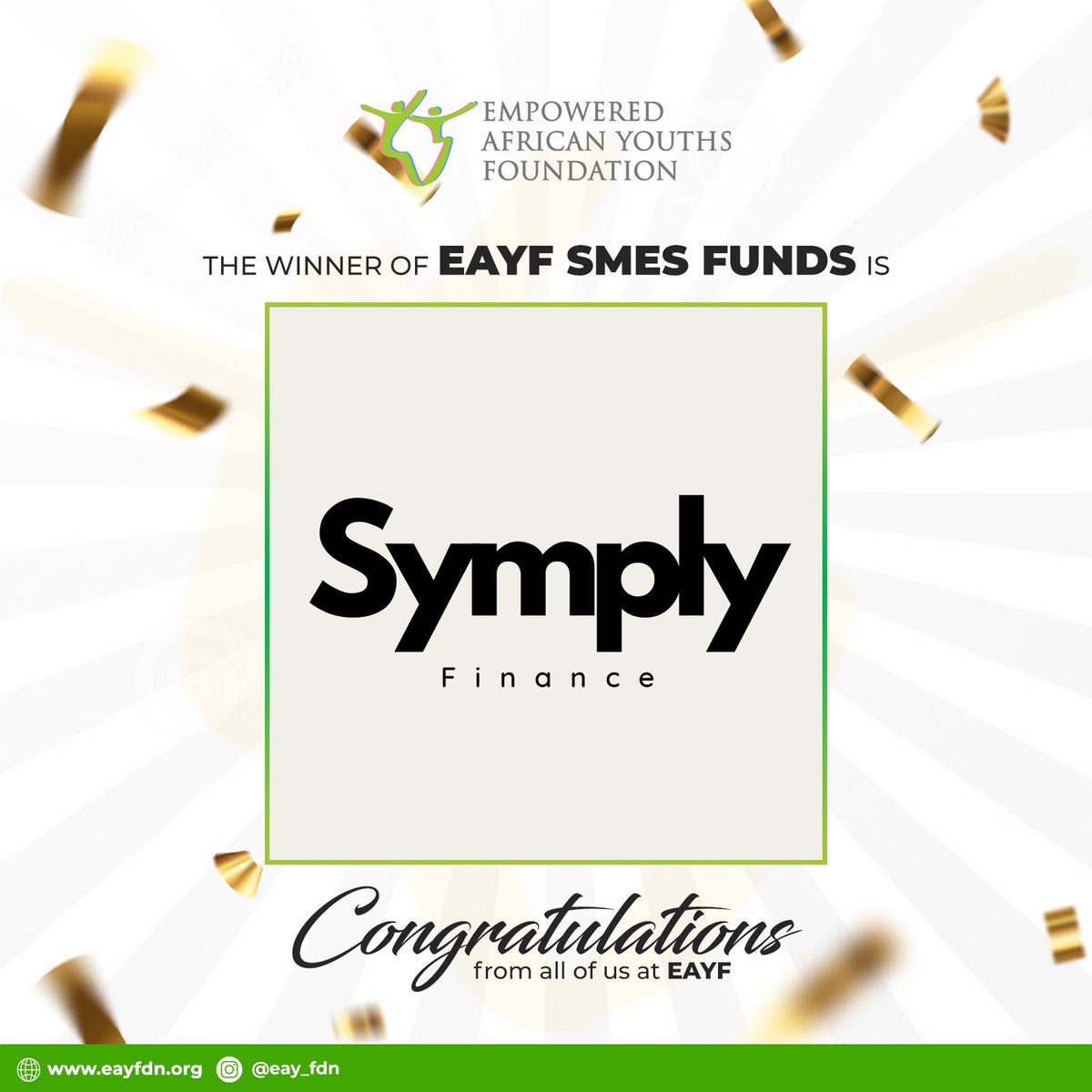 EAY_fdn's tweet photo. We are happy to announce Symply Finance as the winner of EAYF SME FUNDS 2023. 🎊

Symply Finance by Unohana Labs transforms B2B operations through advanced analytics and streamlined payment solutions, enhancing business efficiency and fostering growth.
Congratulations @SymplyFin https://t.co/vI0mpTTU0D