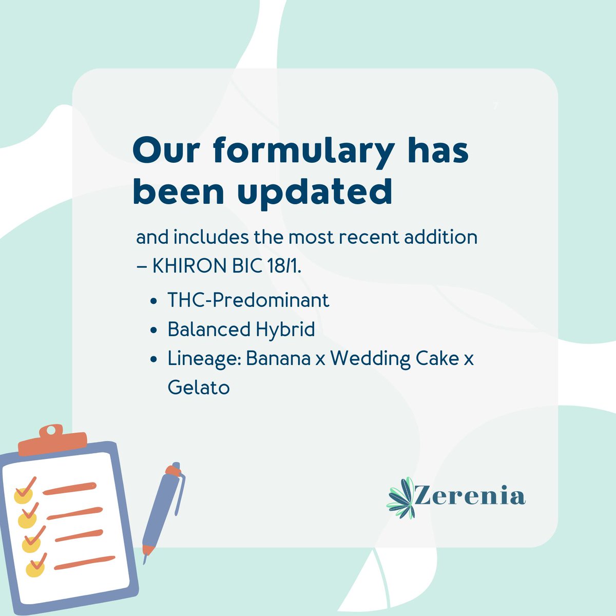 ZereniaClinic's tweet photo. This THC-predominant balanced hybrid is suitable for patients presenting with a variety of conditions and symptoms. Our expert patient care coordinators can answer any questions you may have. Don’t hesitate to contact us for more information on KHIRON BIC 18/1. https://t.co/rwlKI5iM4i