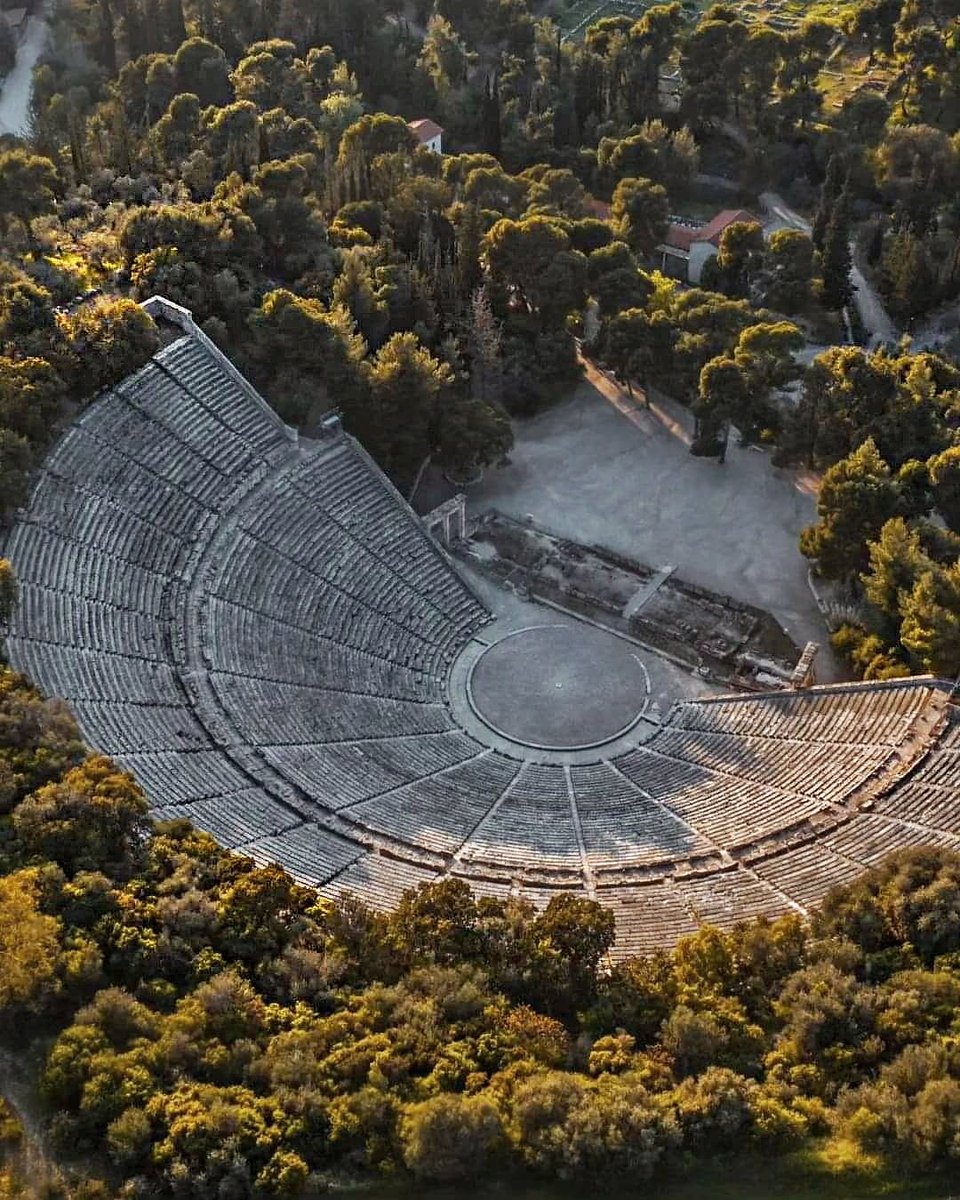 The Ancient Theatre of Epidaurus at the sanctuary of Asclepius, the God of of healing and medicine.