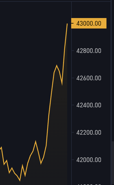 JUST IN: #Bitcoin pumps back to $43,000 🚀