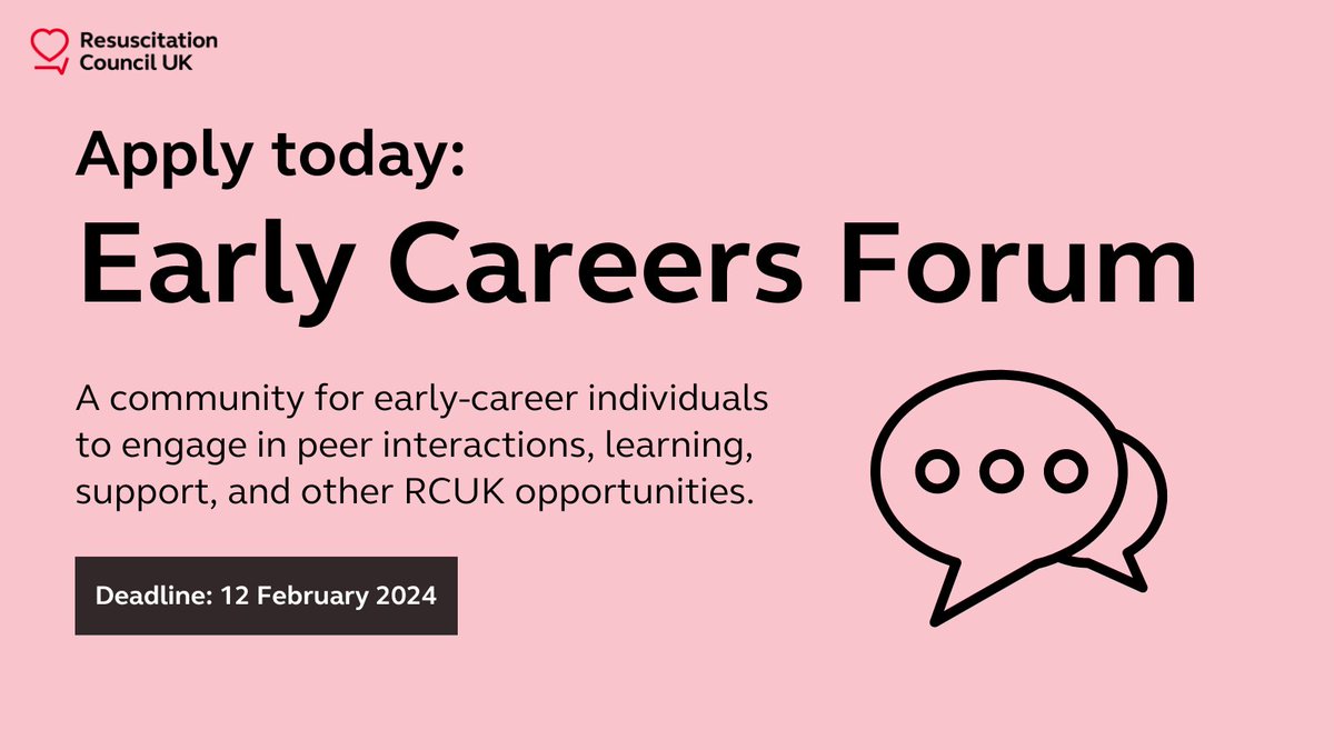Introducing the Early Careers Forum! An opportunity for healthcare professionals and students who identify as 'early-career' to expand their resuscitation education and develop their leadership skills. Learn more and apply here: resus.org.uk/recruitment/ap…