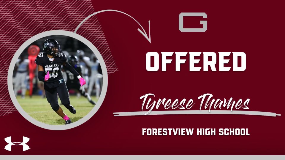 tyreesethamesjr's tweet photo. After a great visit, I’m excited to announce I’ve received my 8th offer from @GuilfordFB thank you for the hospitality!! @_CoachKJones ❤️🩶 @Forestview33947 https://t.co/v19LU0Qbjm