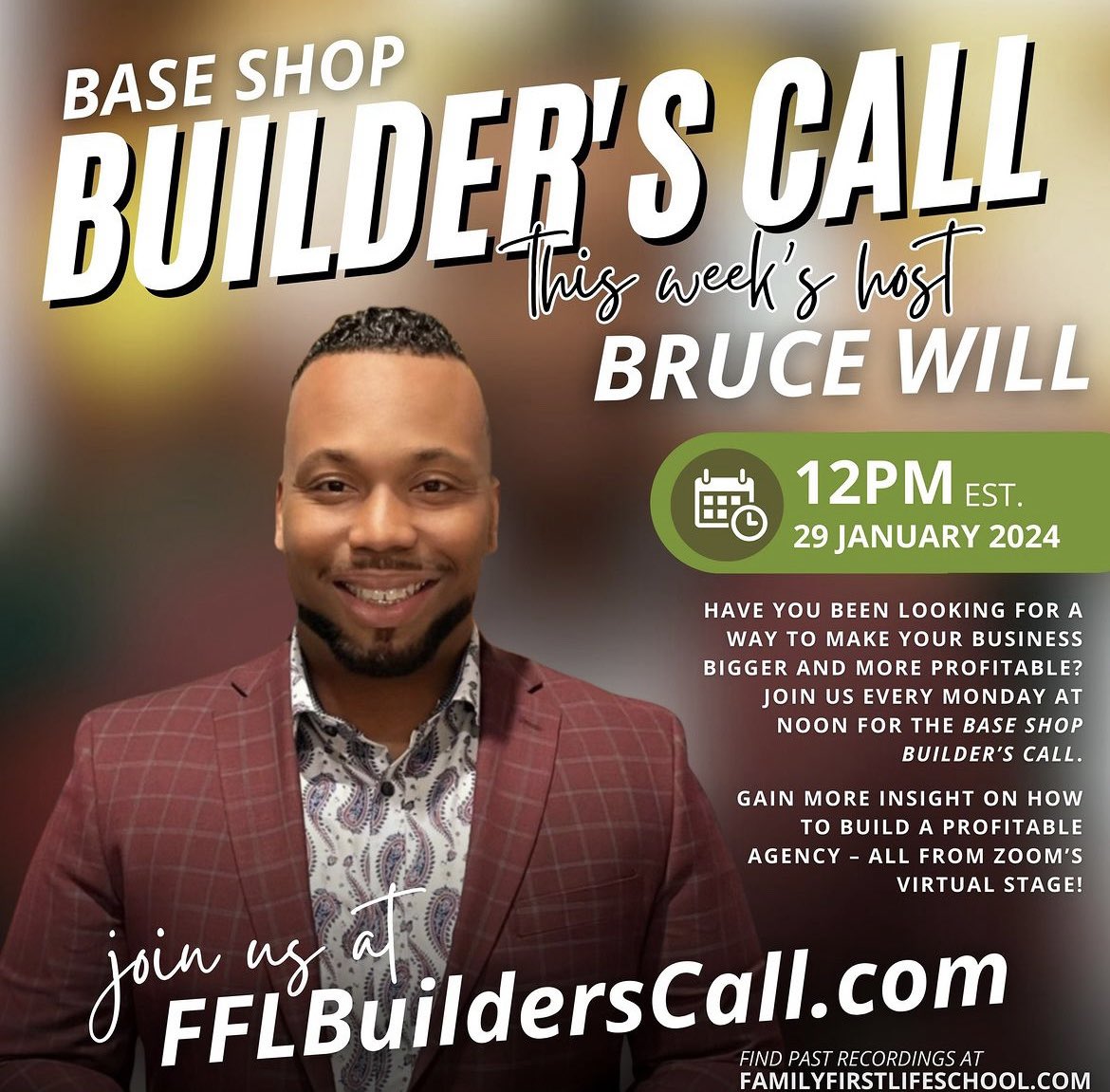 Don't miss our exclusive Base Shop Builder's Call today at noon, hosted by Bruce Will. This weekly session is designed to empower you with
recruitment and team-building strategies for success.
Join using link in our bio.