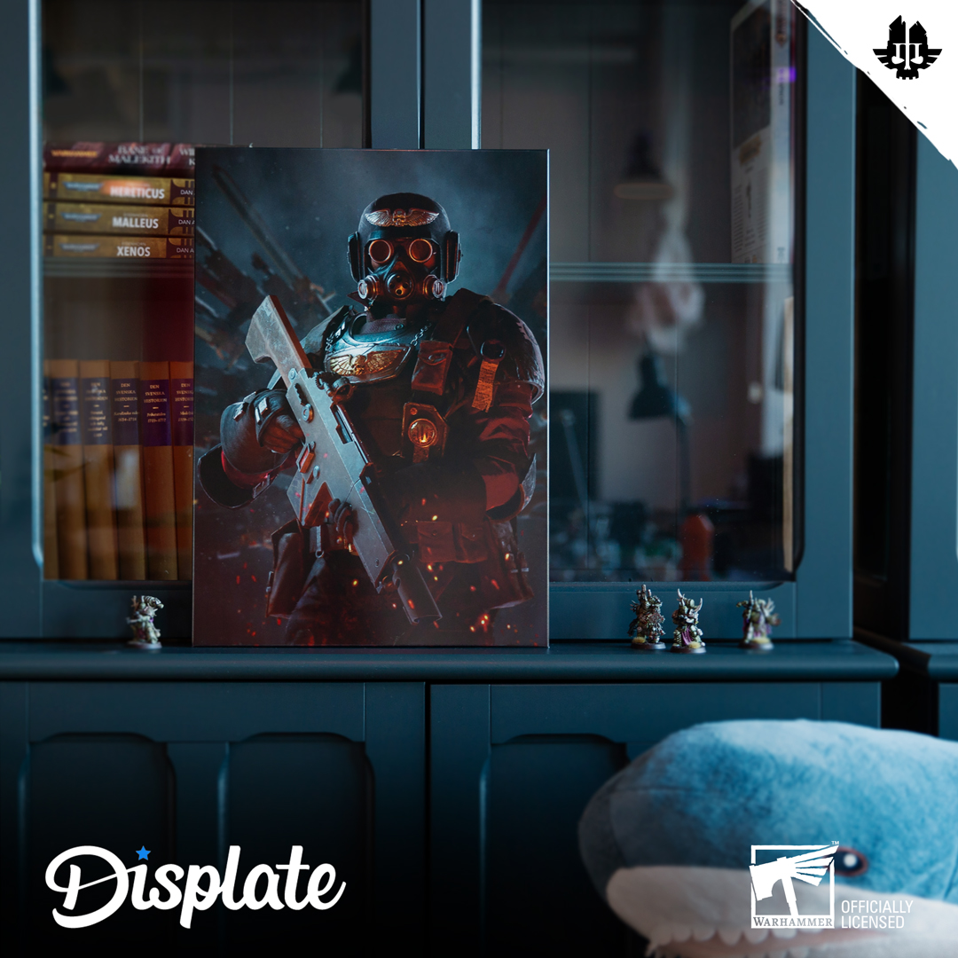 Darktide40K's tweet photo. Fill the void on your wall with a beautiful @Warhammer metal poster from @Displate! We're giving away three posters, the winners will be picked randomly from the comments section.  #WarhammerCommunity https://t.co/N16mTbGKSo