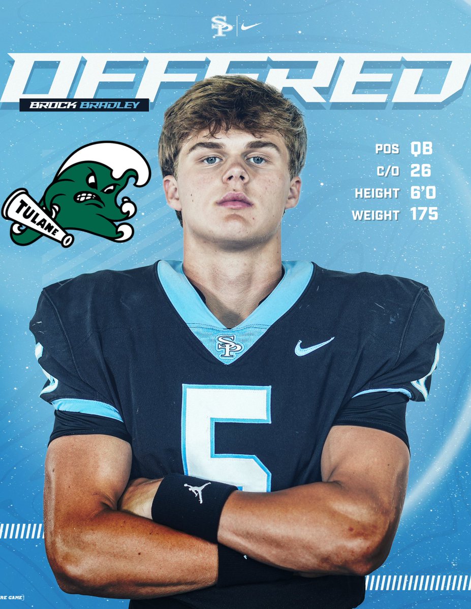 SpainParkFB's tweet photo. Jag Nation... Congrats to our 26 QB Brock Bradley for picking up an offer from Tulane University... Keep being a great teammate, leading others, and working to be one of the top QBs of 2026...
#SPFootball
#ItsComingTheRightWay https://t.co/iTF4nbygXI