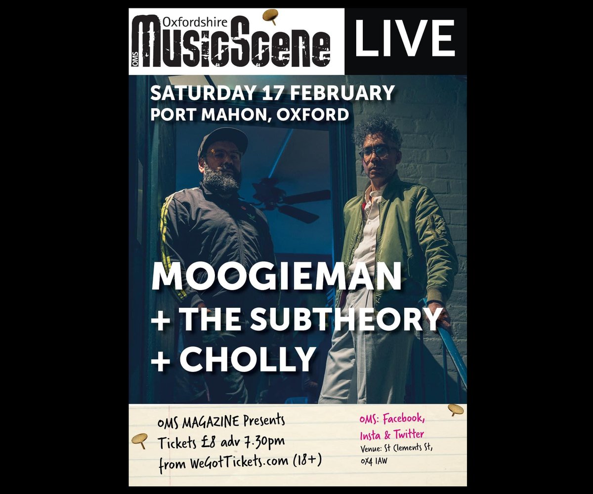Join us and the brilliant acts @thesubtheory and @ChollyMusic for an evening of eclectic electronica curated by @omsmagazine in @portmahon_ox on Saturday 17 February. Tickets: wegottickets.com/event/606743