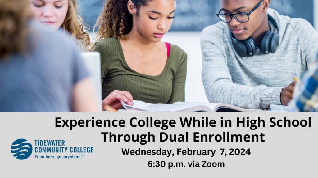 Join us on Feb. 7 at 6:30 p.m. to learn how students in grades 11 & 12 can get a start on college through dual enrollment courses offered in collaboration with Tidewater Community College. 🎓📚 Register at: tinyurl.com/CPSdualenrollm…