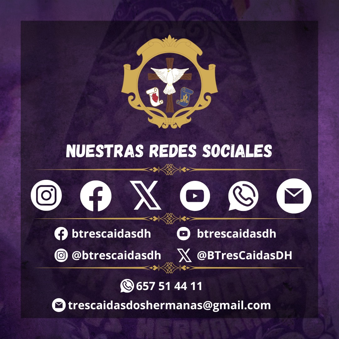 📲 ¿Conoces nuestras redes sociales? ¡Síguenos para estar informado/a de todo! 👍🏻

#redessociales #cornetasytambores #trescaidasdoshermanas
