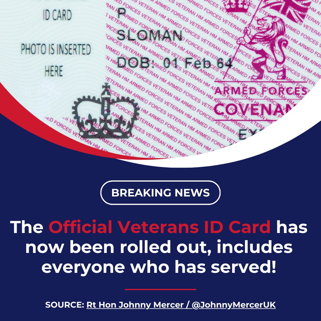 The Government has announced that anyone who has served in the British Armed Forces can now apply for an official Veteran’s ID card issued by the Government.* Apply for yours now: gov.uk/veteran-card *This card is not issued by ourselves. When using your Veteran’s ID card…