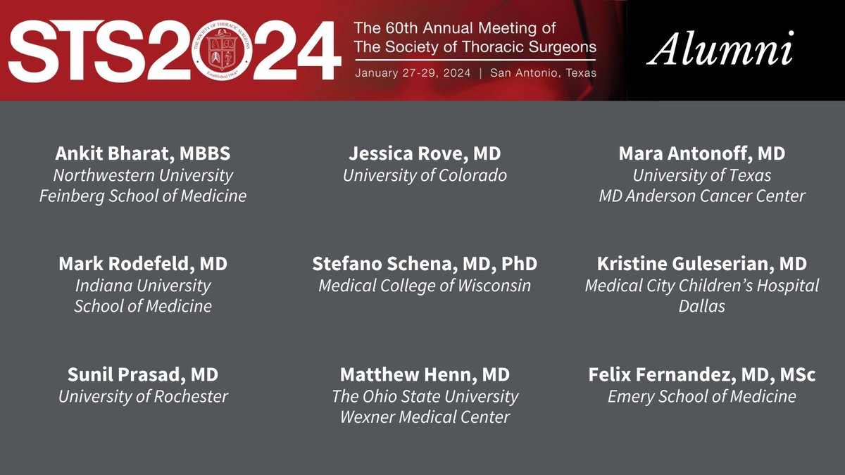 It was amazing to see so many #WashUCardiothoracic alumni presenting research, serving as moderators, and discussants, as well as instructing surgeons during courses in San Antonio for @STS_CTsurgery's #STS2024. We're so proud of everything they've accomplished!