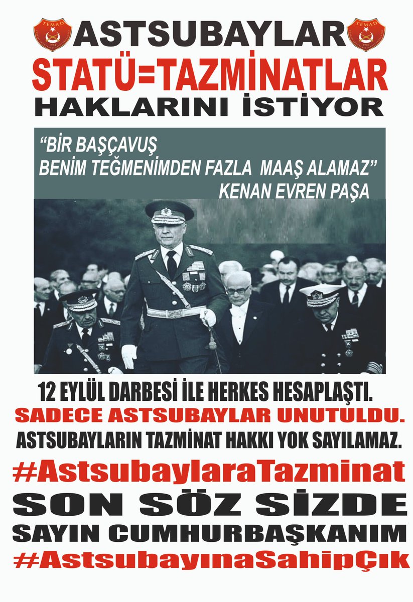 nevzatyuksel2's tweet photo. Astsubaylar Hakkı olanı istiyor. İmtiyaz değil adalet istiyor. Görev Tazminatı, Makam Tazminatı Astsubayların HAKKIDIR. #AstsubaylarOnurunuİstiyor Sayın
@RTErdogan

@ErbakanFatih

@akbasogluemin

@erkanakcay45

@Akparti

@rprefahpartisi

@csgbakanligi

@isikhanvedat

#AstsubaylarTekYürek #GüçlüTemadGüçlüAstsubay
@yasargulertc

@TSKGnkur

@tcsavunma

@DurgenHamza

@CHPMuratBakan

@temadankara

@MoonkhanAksoy

@MustafaKCRN

@Murat_Ayan1985

@FahrettinBagri

@sener7795

@ismetseker

@Sbtd_akigo

@TuncbilekN

@mrtks76

@duman_duman2

@basbugcoskun

@MesutCasin

@eafyoncu

@ismailhpekin

@meteyarar

@ahakanbayrakci

@gkayis

@abdullahagar2

@drmaydin

@gecehabercisi

@KucukkayaIsmail

@ekremacikel

@MesutCasin

@askeripersonell

@ErdoanK97513075

@astsubaylar

@TesudMerkez#AstsubaylarOnurunuİstiyor