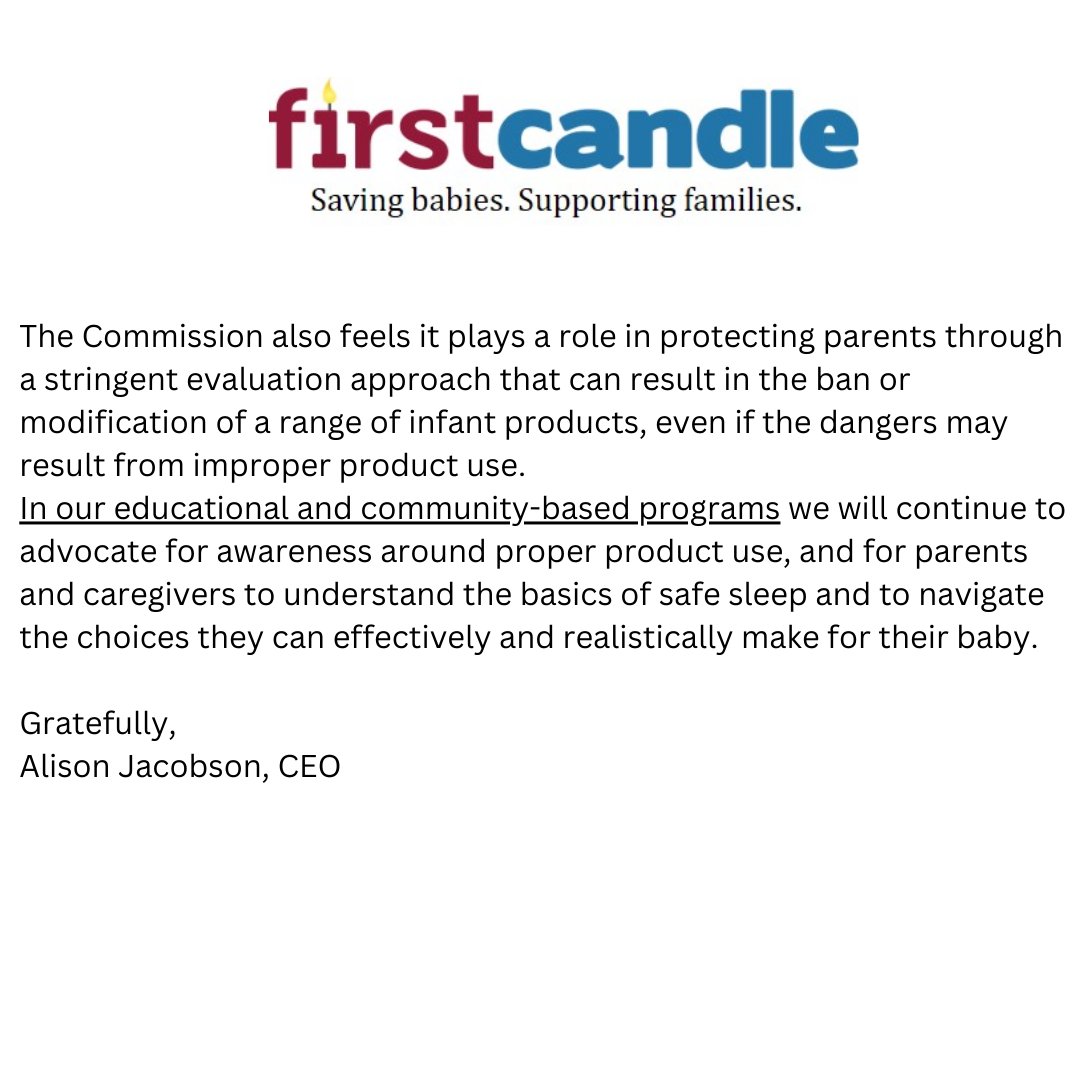 IowaSids's tweet image. Please read this letter from First Candle CEO Alison Jacobson regarding FDA approval of the SNOO Bassinet and Owlet Dream Sock in 2023.
