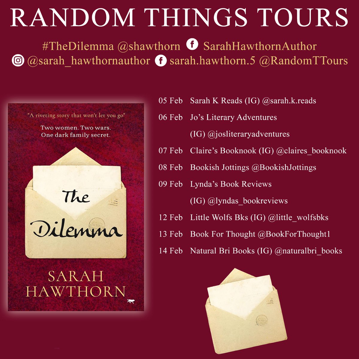 RandomTTours's tweet photo. Delighted to organise this #RandomThingsTours Blog Tour for #TheDilemma by @shawthorn 

Begins 05 February https://t.co/O14AUjunZL