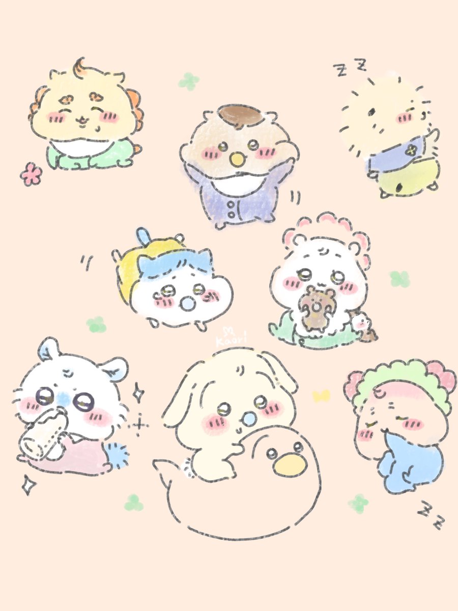 ちいベビ達👶🏻🍼🤍 姉の赤ちゃん楽しみ過ぎてまた描いてしまう