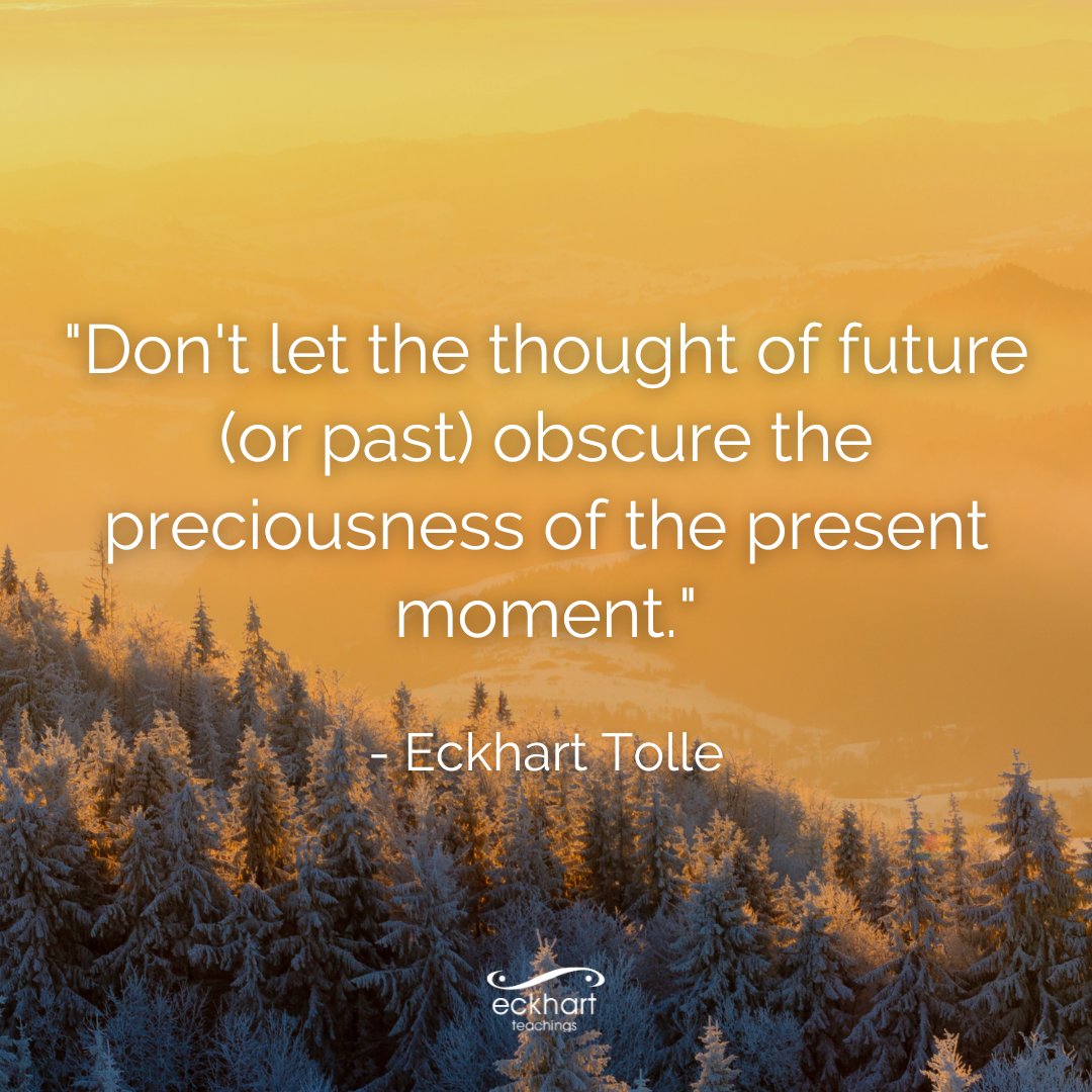 EckhartTolle's tweet photo. "Don't let the thought of future (or past) obscure the preciousness of the present moment." - Eckhart Tolle https://t.co/uYCc9F1Kg0