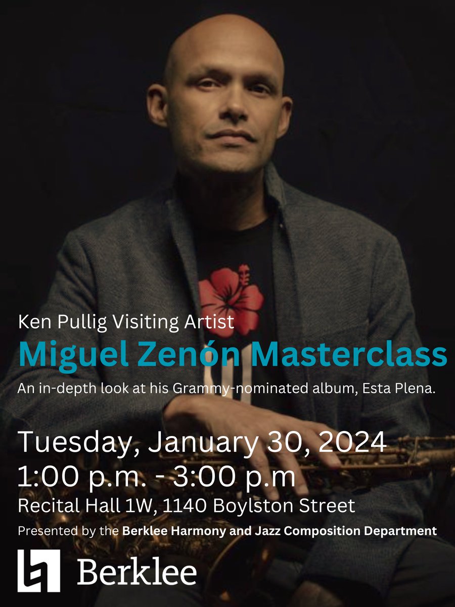 Hey everyone..If you're in the Boston/ @BerkleeCollege vicinity tomorrow, I'll be presenting a Composition Masterclass focused on the album 'Esta Plena', breaking down the project and some of the compositions in detail...1pm to 3pm, 1140 Boylston, Room 1W...Hope you can join us..