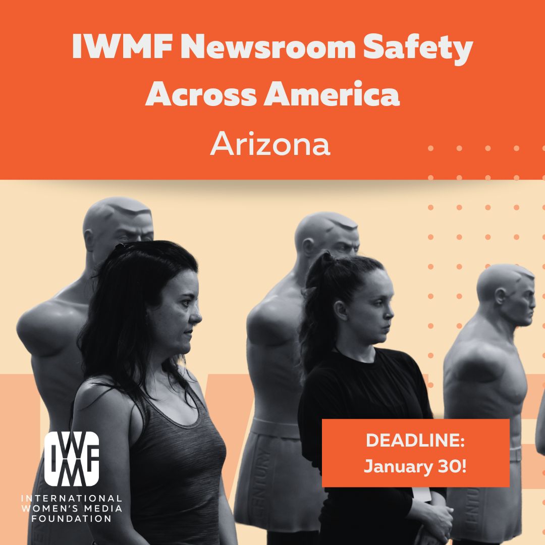 IWMF's tweet image. The IWMF is coming to Arizona! We are partnering with the @ArizCIR to host safety trainings on February 12 &amp;amp; 13, 2024.
If you are a freelance or staff journalist, complete the attached form! 
Deadline: January 30, 2024, at midnight EST: forms.gle/y97cMPD4LLcF7C….
