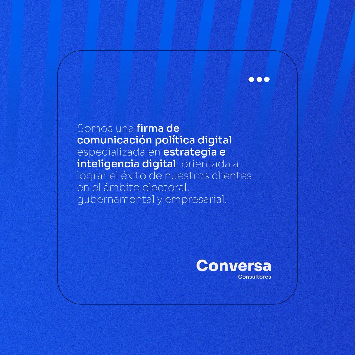 🗳️💻 En la vanguardia de la comunicación política: somos expertos en estrategia e inteligencia digital.

#ConversaConsultores