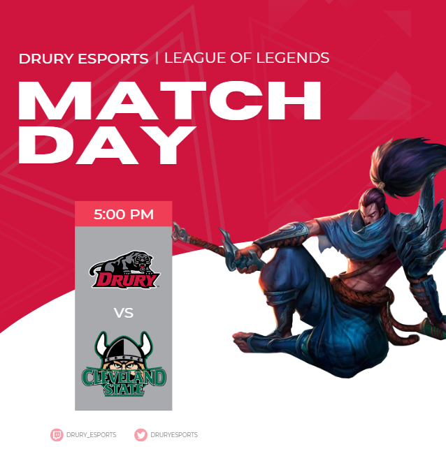 DruryEsports's tweet photo. ITS GAMEDAY TODAY AS WE TAKE ON @CSUVikes_GG AT 5 PM CST #AllWeDUisWin #DUDiff https://t.co/OBLWpfAZB3