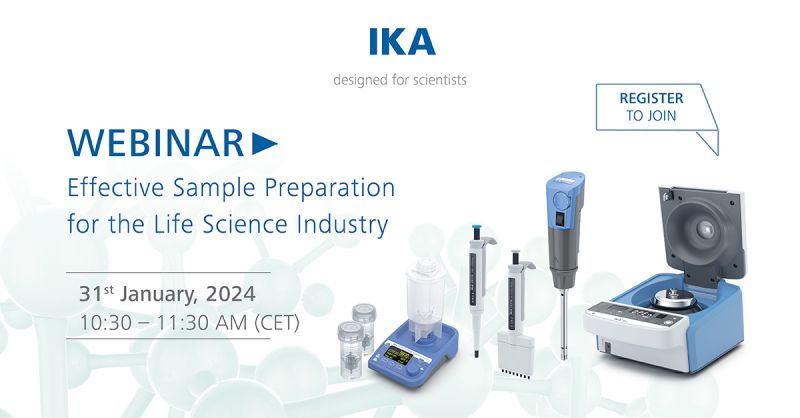 IKA India is hosting a 𝗳𝗿𝗲𝗲 𝘄𝗲𝗯𝗶𝗻𝗮𝗿 Wednesday, 31st of January about Effective Sample Preparation in the Life Science Industry. Register here: shorturl.at/fquKN #LifeScience #IKA #labequipment #designedforscientists #chooseika #lookattheblue