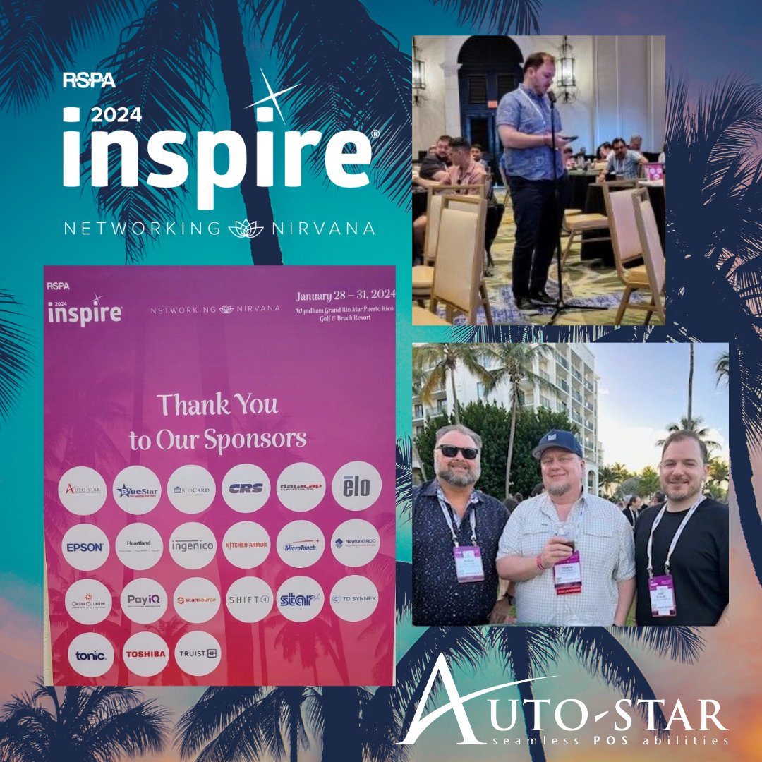 autostarpos's tweet photo. Auto-Star is excited to be at #RSPAinspire in Puerto Rico, the @InsideRSPA premier leadership event!  We look forward to all the insightful sessions,  workshops, and panel discussions tailored for retail IT leaders. 🚀 Let's inspire innovation together! https://t.co/9PZ9X1Wnd0
