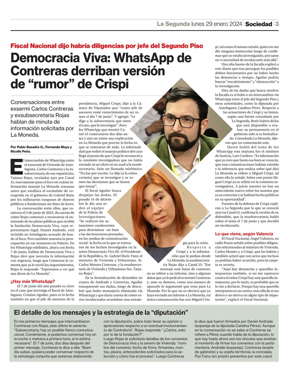 pablolirar's tweet photo. 🚨Alarma de corrupción. 
#DemocraciaViva: WhatsApp de ex seremi Carlos Contreras (RD) derriban versión de "rumor" del jefe del Segundo Piso de @GabrielBoric, Miguel Crispi (RD). https://t.co/eNECtmVfy5