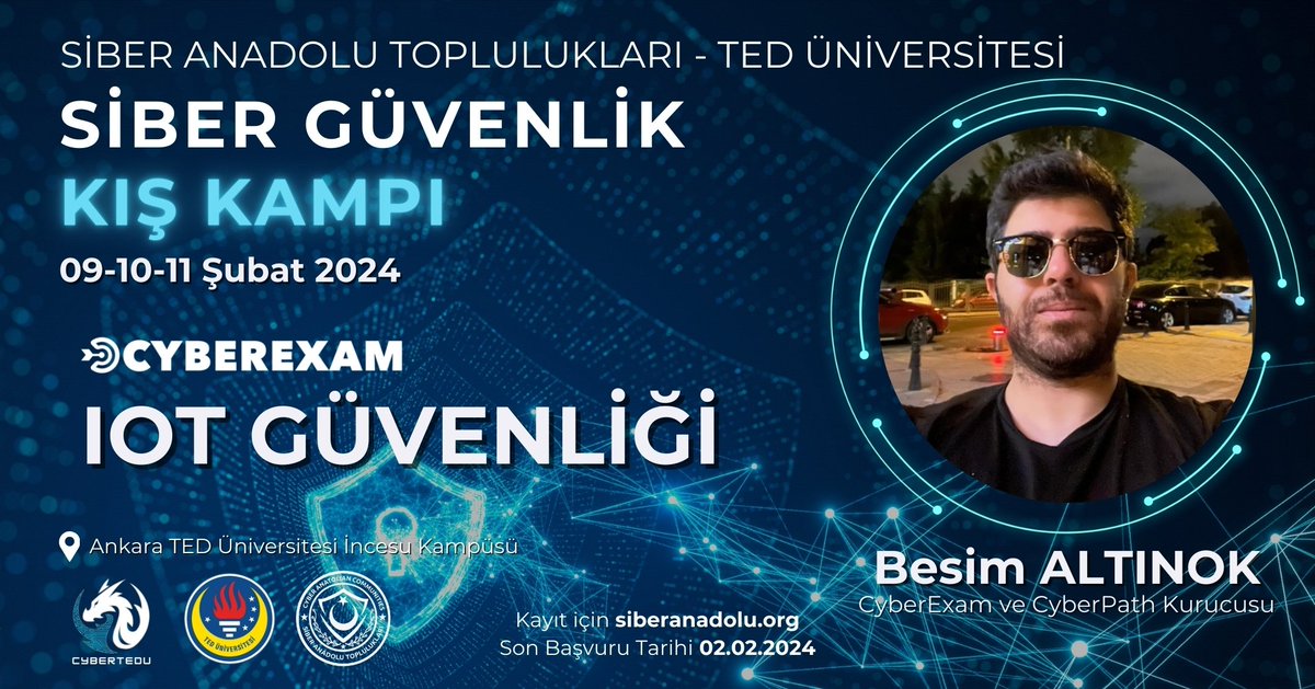 satresmi's tweet photo. 📣Birbirinden değerli eğitmenlerimizle tanışın!

Dolu dolu geçecek kış kapımızda Besim Altınok IoT Güvenliği eğitimiyle, Berkay Babayiğit Yapay Zeka Güvenliği eğitimiyle, Furkan Şahin SOC Analizi eğitimiyle ve Hakan Sarıman Yazılım Güvenliği eğitimiyle bizlerle olacak🌐💻 https://t.co/vWoEkD0Qws