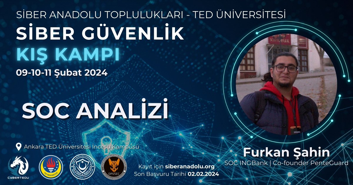 satresmi's tweet photo. 📣Birbirinden değerli eğitmenlerimizle tanışın!

Dolu dolu geçecek kış kapımızda Besim Altınok IoT Güvenliği eğitimiyle, Berkay Babayiğit Yapay Zeka Güvenliği eğitimiyle, Furkan Şahin SOC Analizi eğitimiyle ve Hakan Sarıman Yazılım Güvenliği eğitimiyle bizlerle olacak🌐💻 https://t.co/vWoEkD0Qws