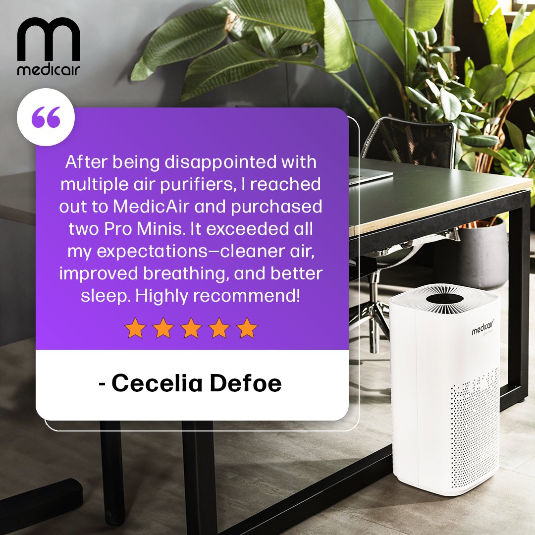 Join the ranks of delighted customers like Cecelia who upgraded their air with MedicAir!​

Cleaner air, improved breathing and better sleep await. ​

Ready to transform your air quality? 
.
.
#MedicAir #MedicAirProMini #MedicAirStories #BetterHealthBetterLife #CleanAirForAll