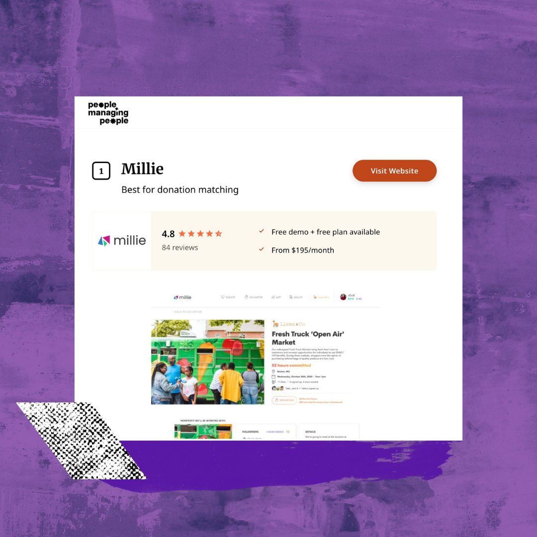 MillieGiving's tweet image. Honored. Humbled. Proud.

Thank you so much to @PPLManagingPPL for highlighting us among some amazing company for best #CSRsoftware....what a privilege!🙏

🔗peoplemanagingpeople.com/tools/best-csr…