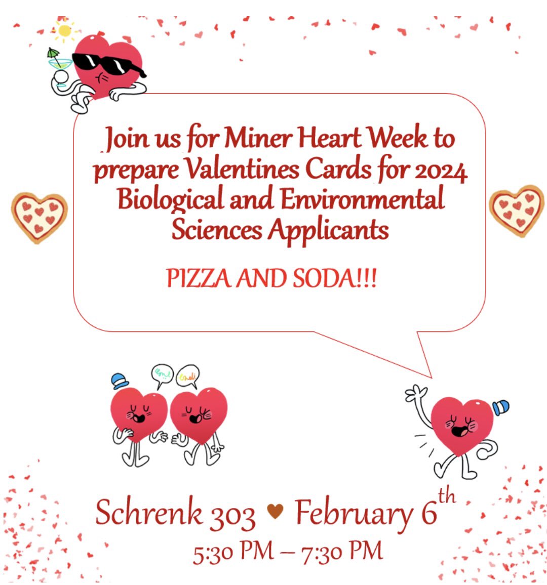 Reminder to join us at the Miner Heart Week event! Contact us if you need help with the RSVP 💖❤️💕