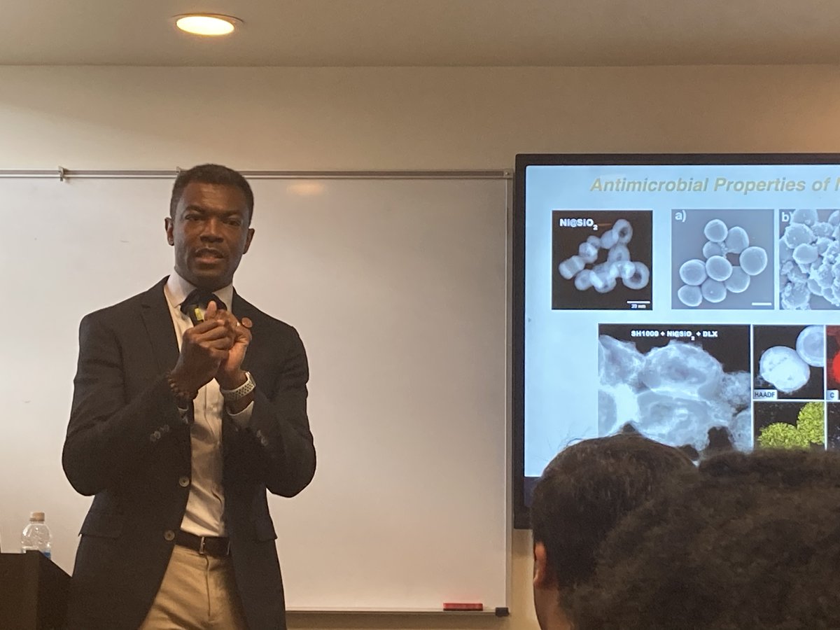 gakaur's tweet photo. Prof. Tagbo Niepa from @CarnegieMellon  delivered an engaging and fabulous talk at the Department of Chemistry, @HowardU. He discussed the diverse applications ranging from healthcare to environmental science to the food industry. Thank you for your visit!  #howarduni #hbcu #Chem https://t.co/VQtPMUiPq5