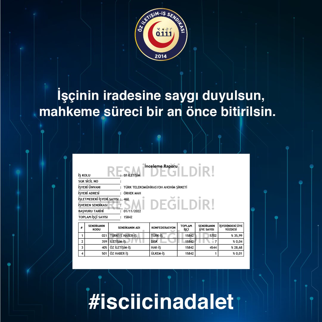 #isciicinadalet
 İşçinin iradesine saygı duyulsun.
Haklı olana hakkı verilsin.
Mahkeme süreci bir an önce bitirilsin.

<a href="/csgbakanligi/">T.C. Çalışma ve Sosyal Güvenlik Bakanlığı</a> <a href="/UABakanligi/">T.C. Ulaştırma ve Altyapı Bakanlığı</a> <a href="/tcbestepe/">T.C. Cumhurbaşkanlığı</a> <a href="/yilmaztunc/">Yılmaz TUNÇ</a> <a href="/a_uraloglu/">Abdulkadir URALOĞLU</a>
