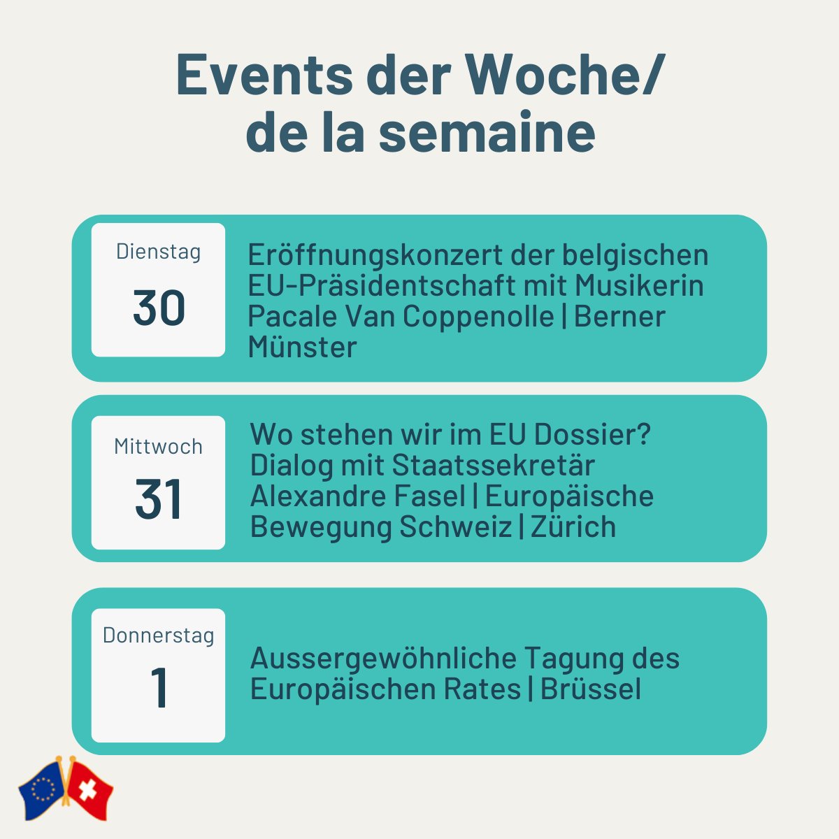 EUinSwitzerland's tweet photo. 🤩🇪🇺 #eventsoftheweek: Wir öffnen unseren Kalender und teilen Highlights der nächsten Tage: Aktivitäten der EU-Delegation, öffentliche Veranstaltungen in unseren beiden Gaststaaten 🇨🇭🇱🇮, Schlüssel-Events der 🇪🇺Institutionen oder ein bes. Tag in einem EU-Mitgliedsstaat. https://t.co/dXID5rSBsy