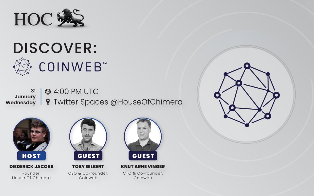 Join Discovery Episode 34 with <a href="/CoinwebOfficial/">Coinweb.io</a>

🔹Let's discover what <a href="/CoinwebOfficial/">Coinweb.io</a> is, what problem aims it solve? Lets find out!
🔸Set a reminder: x.com/i/spaces/1RDGl…

📅31/01/2024, 4PM UTC!📅

$CWEB
