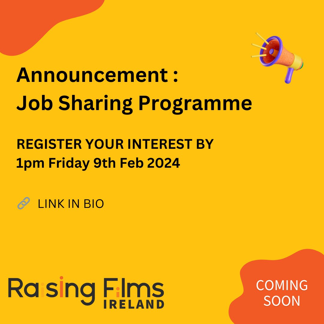 Job Sharing Programme Coming Soon! Delighted to share our partnership with @TalentAcademies and Screen Guilds of Ireland on a Job Sharing Programme. The programme is for employers & employees in the screen industry. Further details here: nationaltalentacademies.ie/courses-activi…