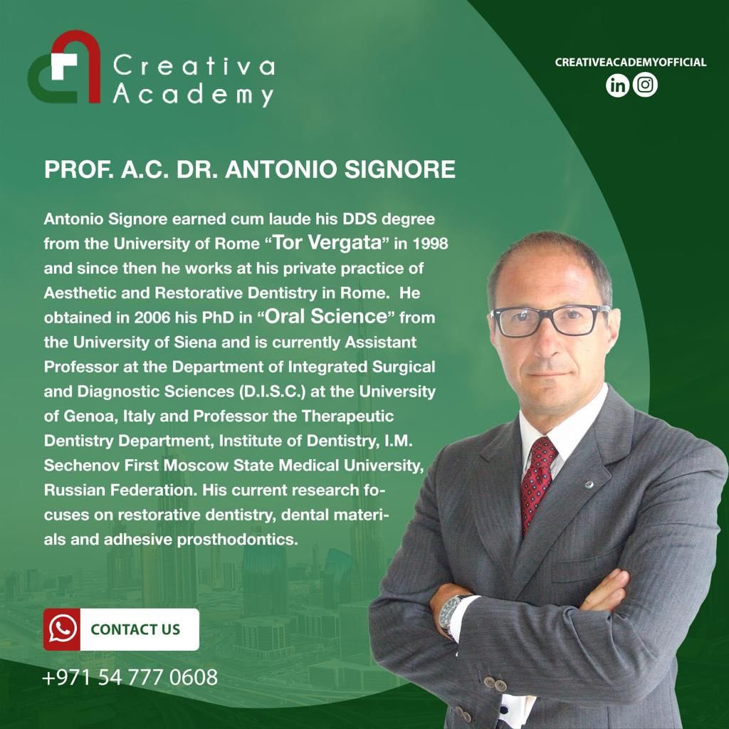 💫 Advanced Aesthetic &amp; Restorative International Postgraduate Course 💫 

Speakers:
Dr. Walaa Magdy 🇸🇦 
Dr. Amr Azhari 🇸🇦 <a href="/azhariamr/">Amr Azhari</a> 
Dr. Antonio Signore 🇮🇹 

Locations: Dubai, UAE and Jeddah, Saudi Arabia