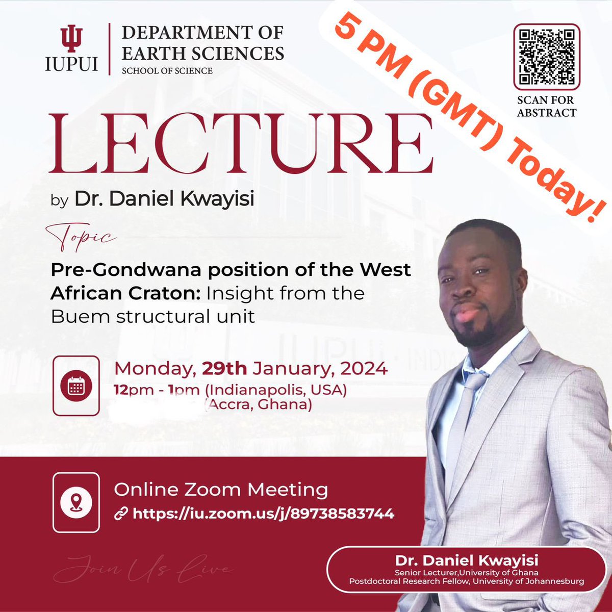Have you joined the lecture already?

If not, Click on this link to join us live now iu.zoom.us/j/89738583744

#EarthScienceUG