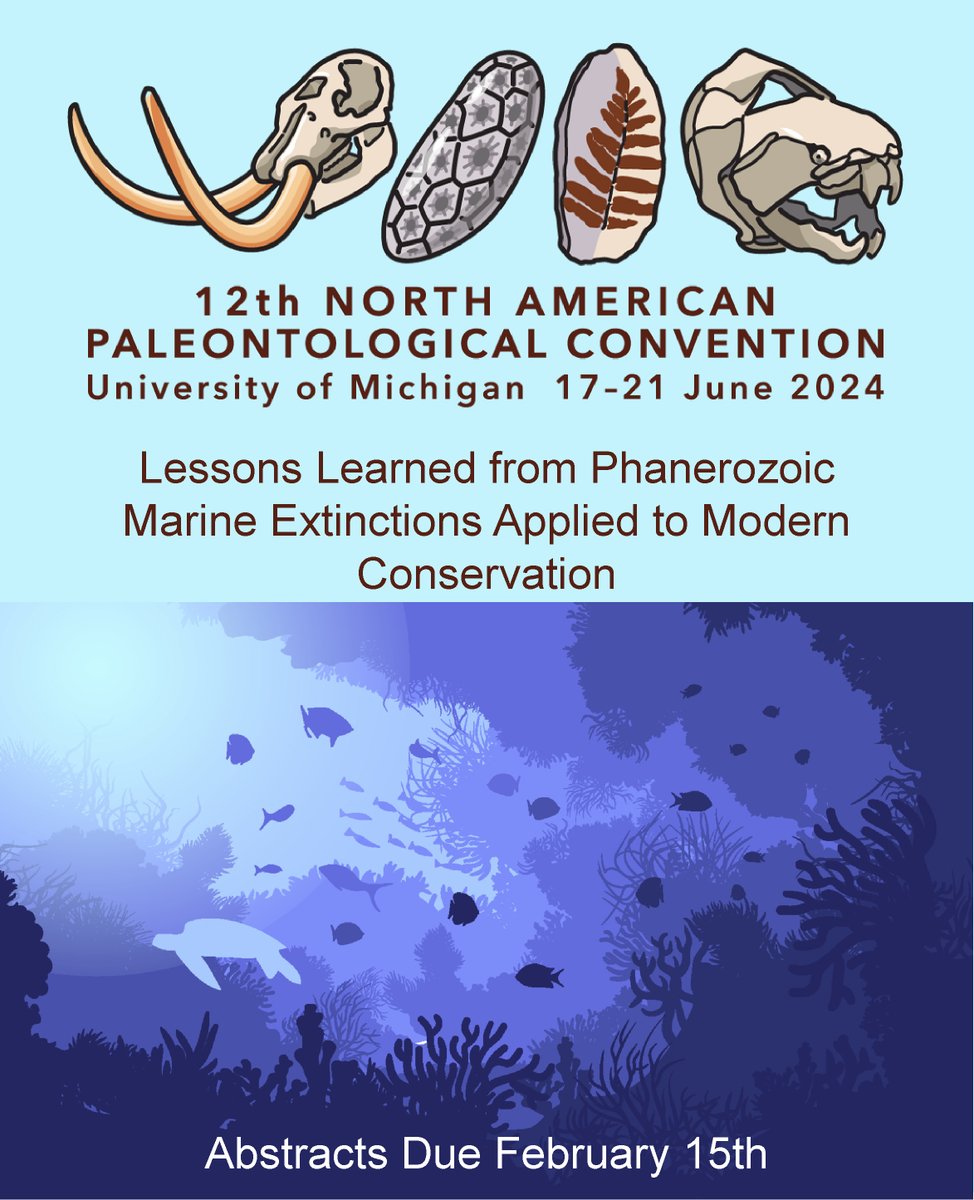 Just over two weeks left to submit your abstracts for #NAPC2024. Deadline: February 15, 2024!
@reefclaire @GeoSci_Stone @RowanMartindale 
#Phanerozoic #extinctions #conservation