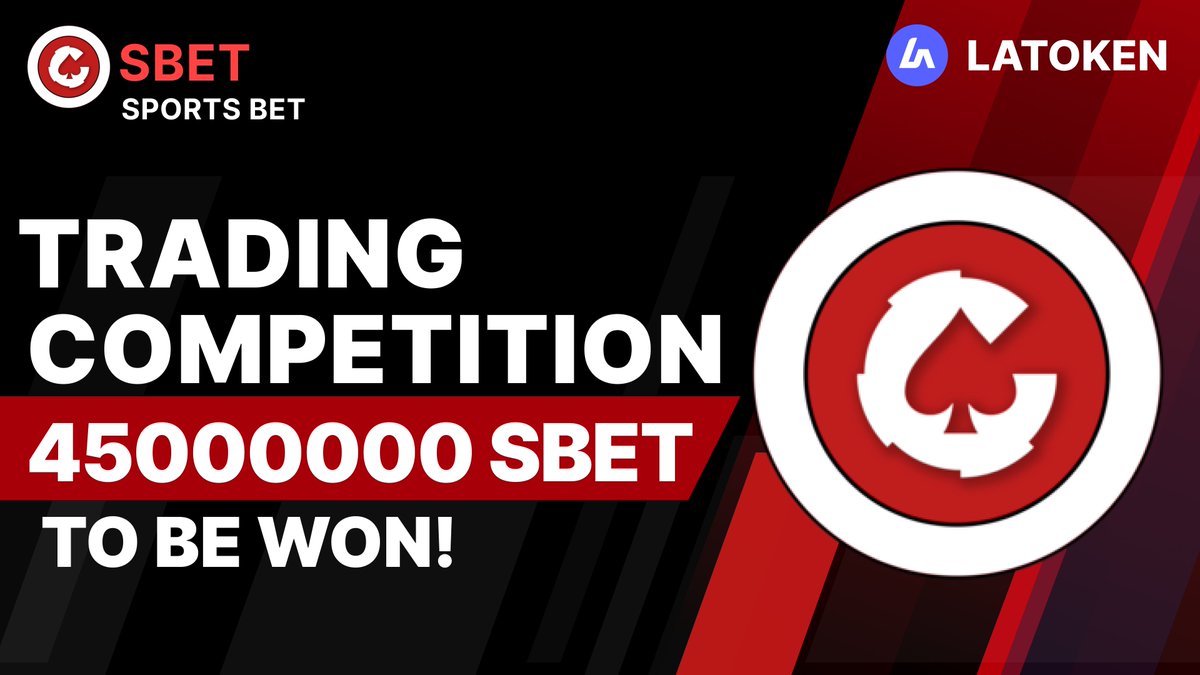 Latoken_cex's tweet photo. 🏆SPORTS BET (SBET) Trading Competition on LATOKEN! 
 
✅ Buy a minimum amount of 357270 SBET tokens.
🔥 600 eligible traders will get a share of 45000000 SBET  tokens.
✅ Share with 5 friends and Follow.
🎁 Distribution will begin on 5th February, 2024

👉 JOIN TRADING COMPETITION (https://t.co/g1OFecvLXD)