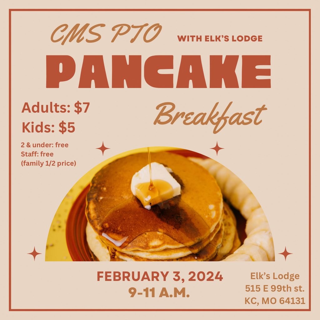 rberoadrunner's tweet image. Please join our Center Middle School PTO at a Pancake Breakfast this Saturday to raise funds to support our CMS kids! Good eats, good cause, good friends.

9am - 11am at the Elk's Lodge on 99th Street.