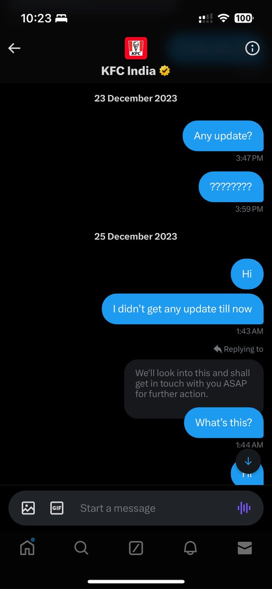 dikssshha's tweet photo. Disheartened by the lack of resolution from @KFC_India regarding the incident at DLF Noida. Over a month has passed, was promised patience, but no response now. @PIBConsumerFood , seeking guidance on how to proceed. #KFC #CustomerService #NoResponse https://t.co/hNfrLGwrtp