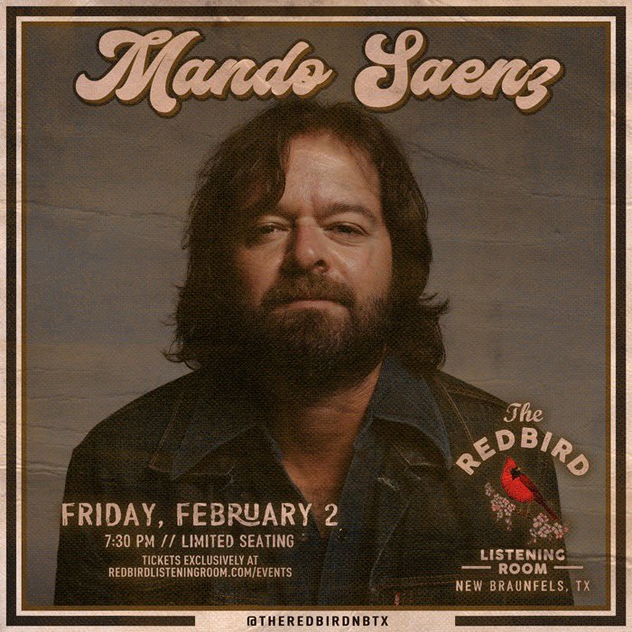 NEW BRAUNFELS, TX, I’ll be playing the quaint &amp; awesome @theredbirdnbtx this FRIDAY FEB. 2nd!Get your tickets now at redbirdlisteningroom.com
