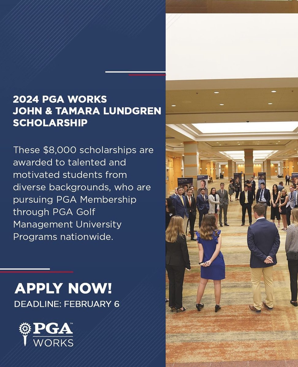 There’s only 10 days left to apply for the #PGAWORKS John & Tamara Lundgren Scholarship!🎓 ➡️ Apply now: learnmore.scholarsapply.org/pgaworks/