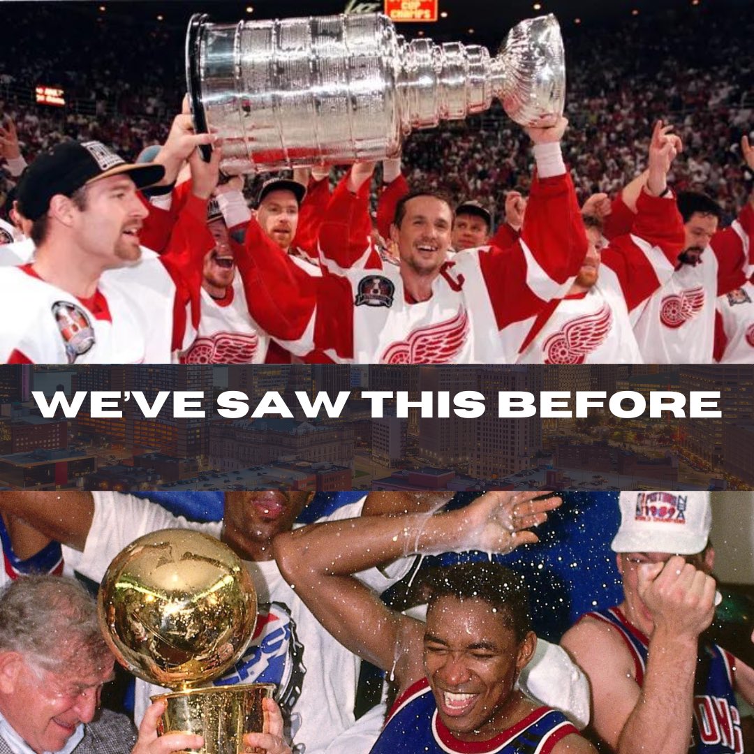 JCSportsDetroit's tweet photo. Last night, as heartbreaking as it was, mirrors the rise to greatness shown by teams before.

Pistons

🔴 The Pistons lost to the Celtics in the 86-87 ECF.
🔵 Pistons lost to the Lakers in 87-88 in the Finals.

However, they won the next two World Championships.

Red Wings

🔴 Lost 1994-1995 Stanley Cup Final.
🔴 Lost 1995-1996 Western Conference Final.

Yet, they won the next two Stanley Cups.

Intriguingly, Scotty Bowman, Chuck Daly, and Dan Campbell had nearly identical quotes in my research. In some variation, they said, ‘It’s hard getting here; it’ll be harder to get back.’ This leadership perspective signals that reaching a certain point is challenging, but progressing to the next step demands raising one’s level and never forgetting the accompanying feeling.

In today’s world, where ‘everyone is a winner,’ sports remind us that there are both losers and winners. Coaches, GMs, and owners are judged on this dynamic. As a society, we must embrace losses and learn how to come back stronger.

Believing this, I say what follows: The Lions are a young team with a bright future. Endowed with competent leadership and a few young star players, they are poised to become a team that we can all be proud of moving forward. Believe it.

#LGRW #DetroitBasketball #AllGrit 

📸 - AP Pictures