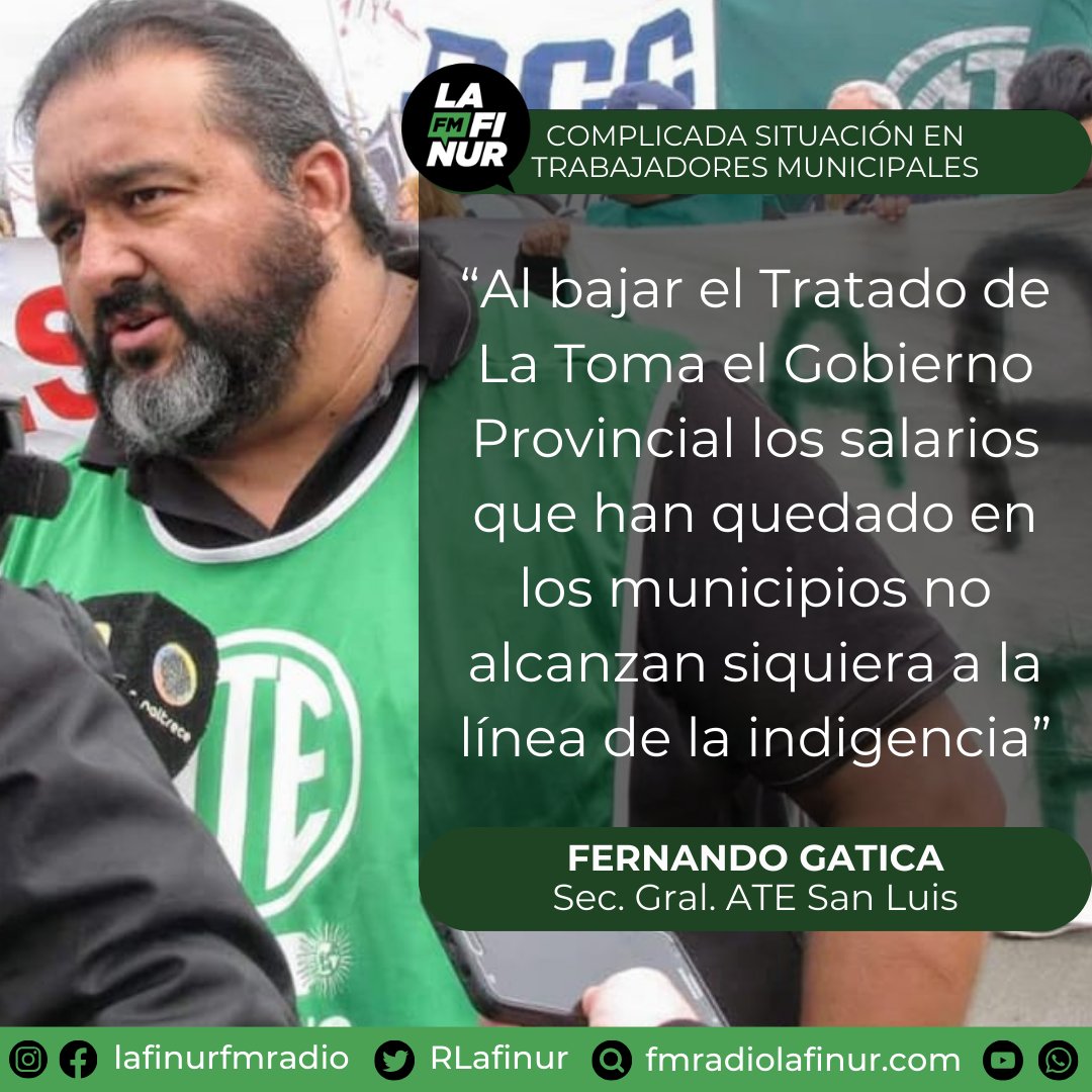 “Al bajar el Tratado de La Toma el Gobierno Provincial los salarios que han quedado en los municipios no alcanzan siquiera a la línea de la indigencia”

Dialogamos con Fernando Gatica- Secretario general de ATE sobre la situación preocupante en los trabajadores municipales