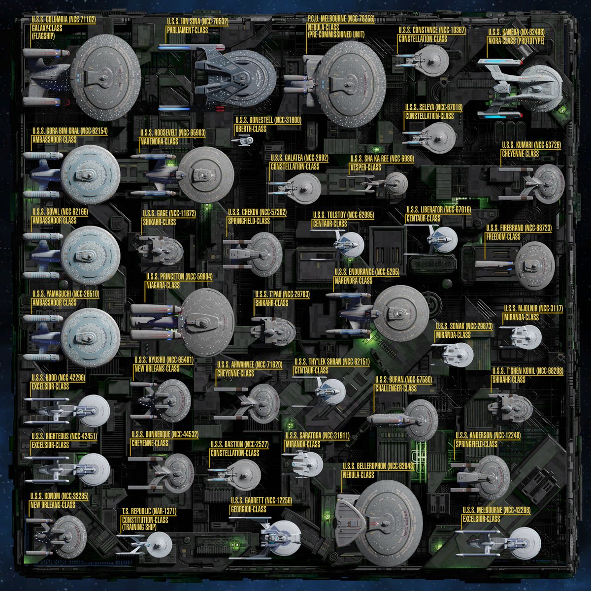 We teamed up with superstar artist <a href="/_Pundus_/">Pundus 🐼 (pundus.art on bsky)</a> to go through every single ship at the Battle of Wolf 359, and bring you this size chart. Make sure you zoom in on the details, there's a lot in there.

drive.google.com/file/d/12eo88l…