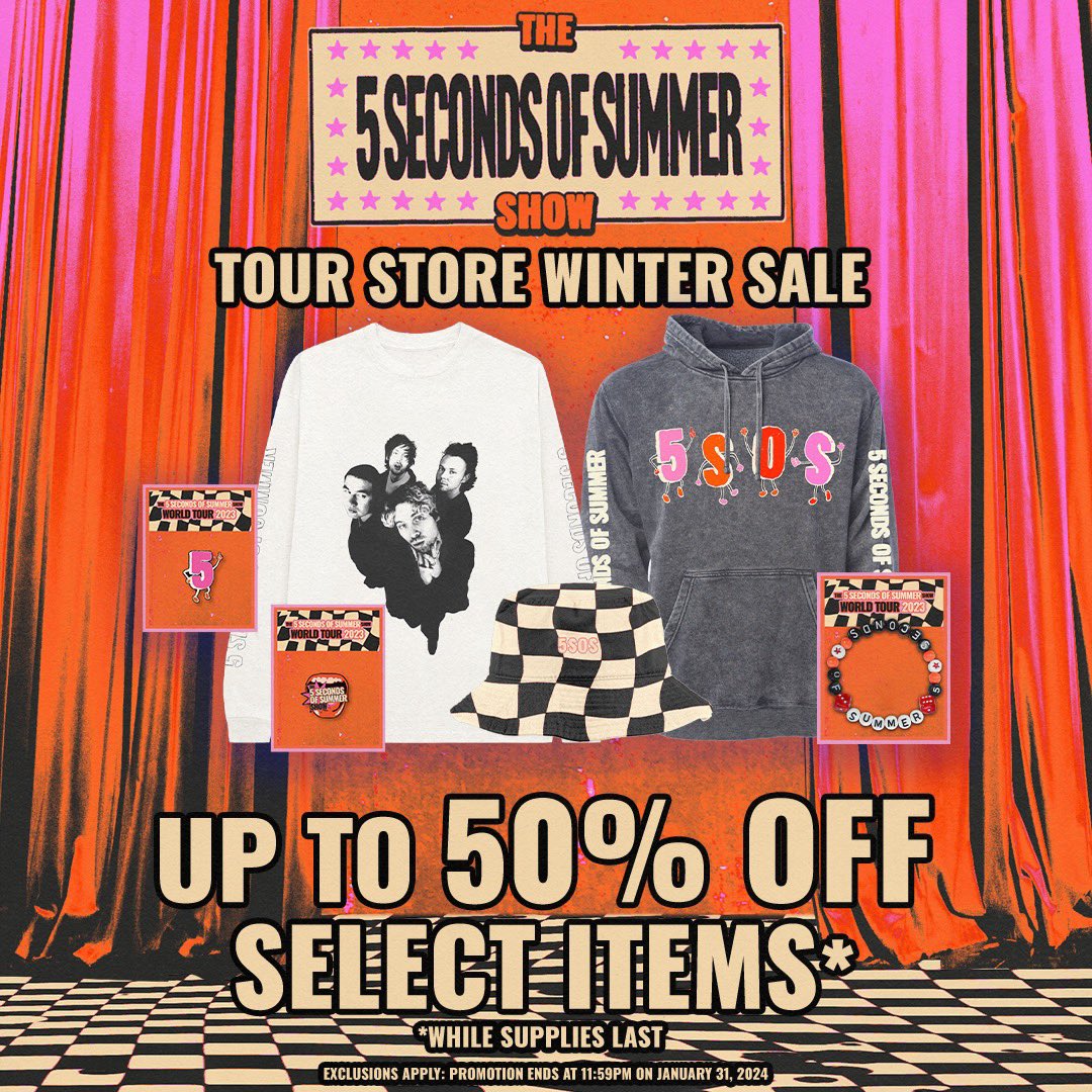 Put a bunch of tour items on sale for the next few days! Take a look tourstore.5sos.com